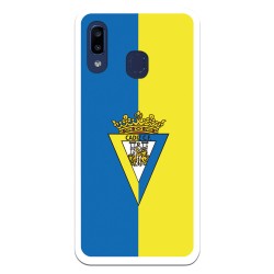 Funda para Samsung Galaxy A20E del Cádiz Escudo Fondo Bicolor - Licencia Oficial Cádiz CF