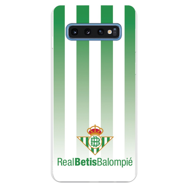 Funda para Samsung Galaxy S10 del Betis Fondo Rayas Verdiblancas - Licencia Oficial Real Betis Balompié