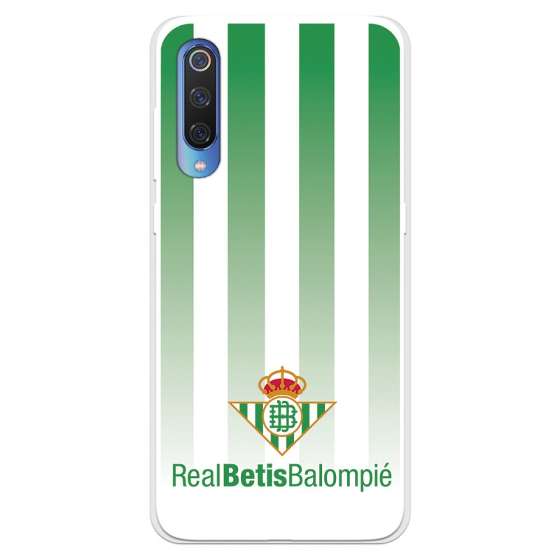 Funda para Xiaomi Mi 9 del Betis Fondo Rayas Verdiblancas - Licencia Oficial Real Betis Balompié