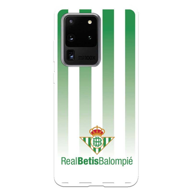 Funda para Samsung Galaxy S20 Ultra del Betis Fondo Rayas Verdiblancas - Licencia Oficial Real Betis Balompié