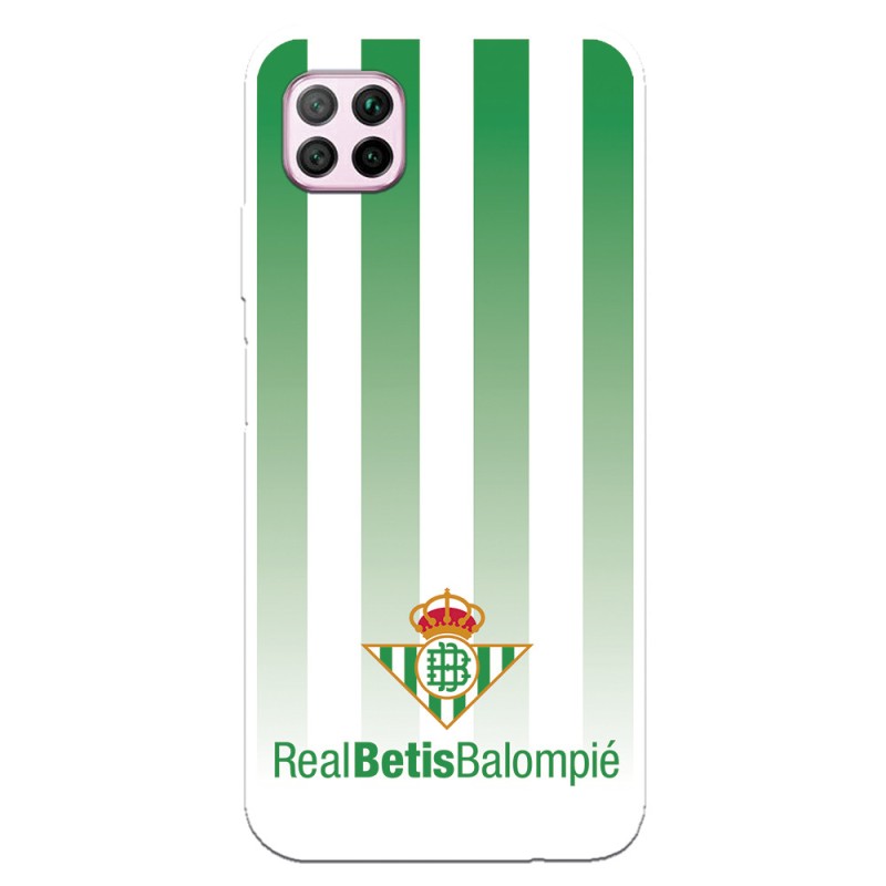 Funda para Huawei P40 Lite del Betis Fondo Rayas Verdiblancas - Licencia Oficial Real Betis Balompié