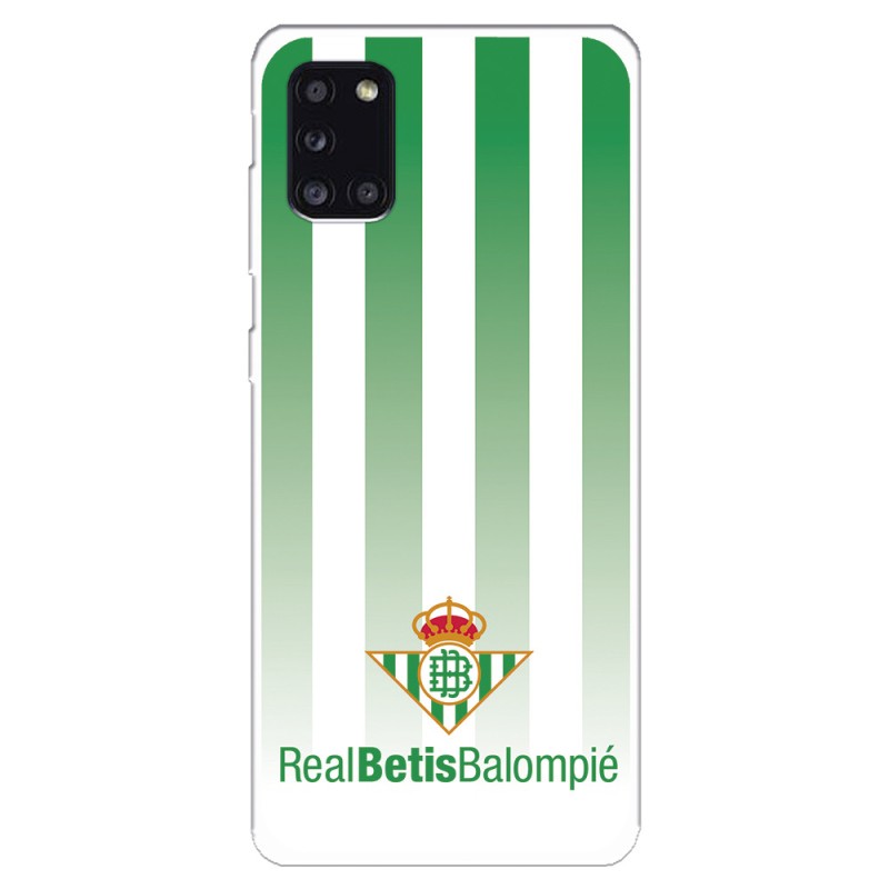 Funda para Samsung Galaxy A31 del Betis Fondo Rayas Verdiblancas - Licencia Oficial Real Betis Balompié