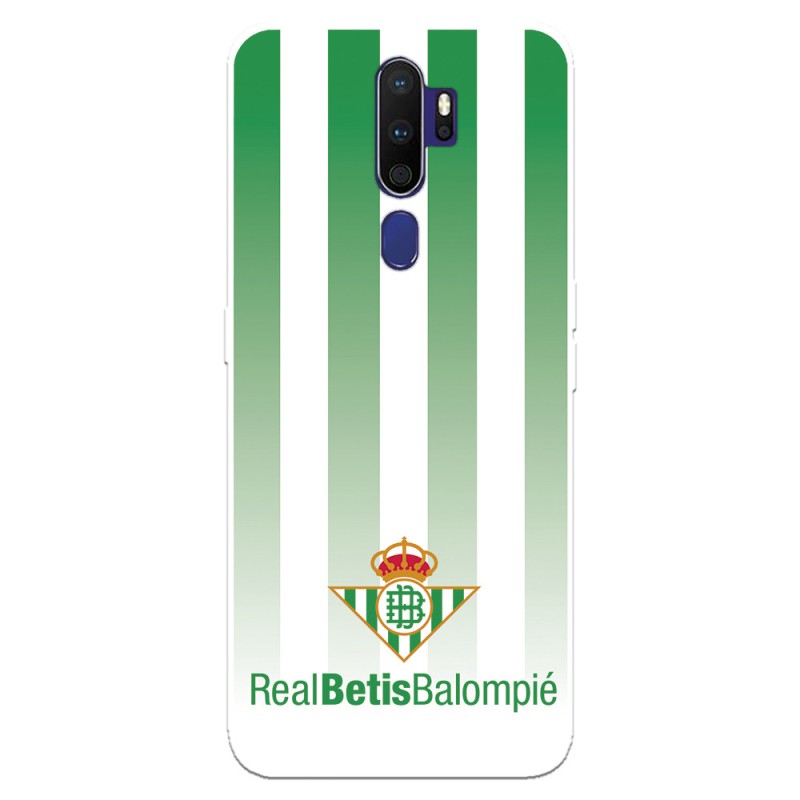 Funda para Oppo A9 2020 del Betis Fondo Rayas Verdiblancas - Licencia Oficial Real Betis Balompié