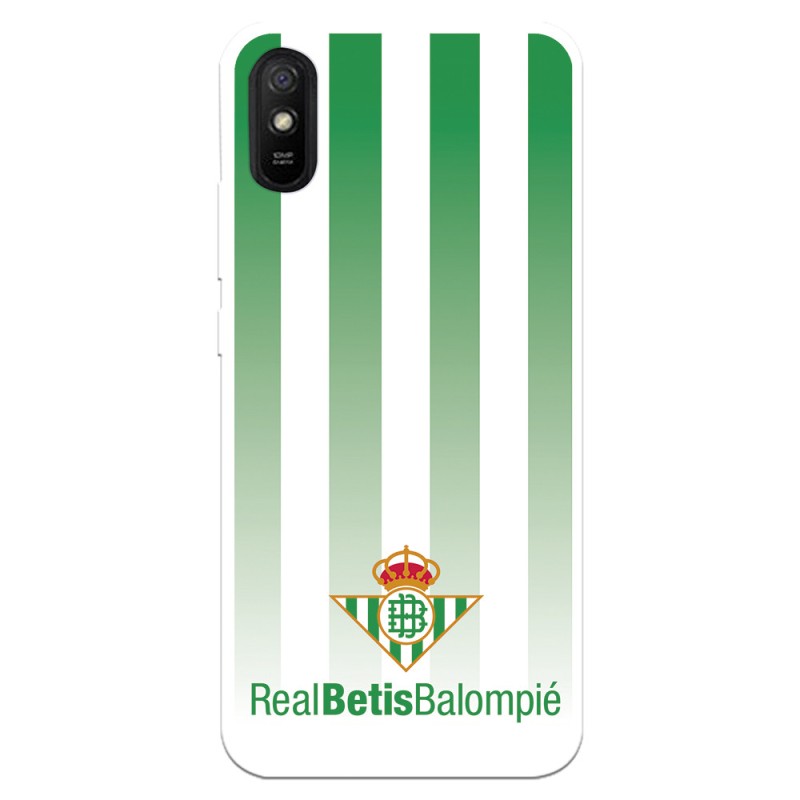 Funda para Xiaomi Redmi 9A del Betis Fondo Rayas Verdiblancas - Licencia Oficial Real Betis Balompié