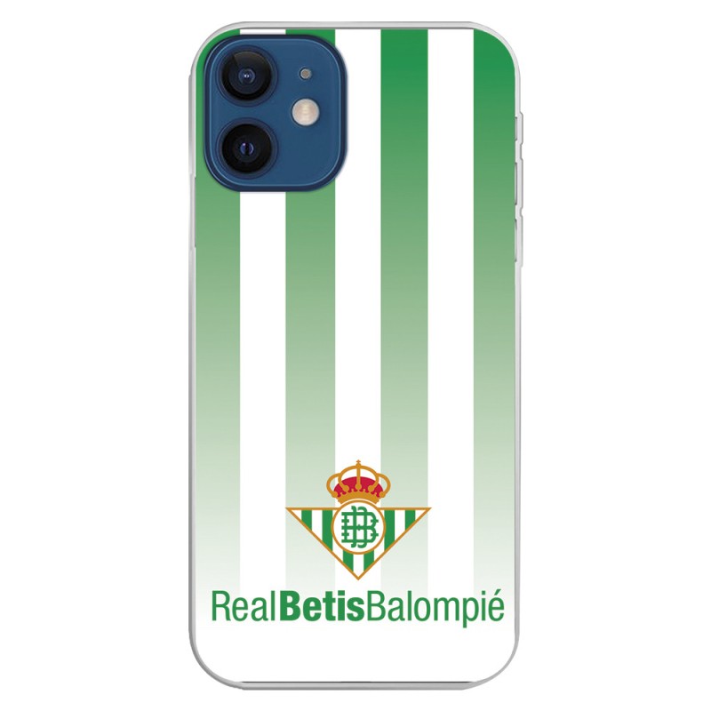 Funda para iPhone 12 Mini del Betis Fondo Rayas Verdiblancas - Licencia Oficial Real Betis Balompié