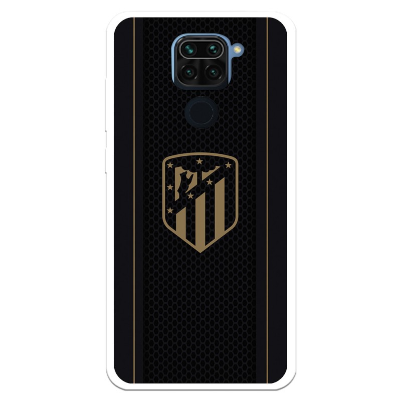 Funda para Xiaomi Redmi Note 9 del Atleti Escudo Dorado Fondo Negro - Licencia Oficial Atlético de Madrid