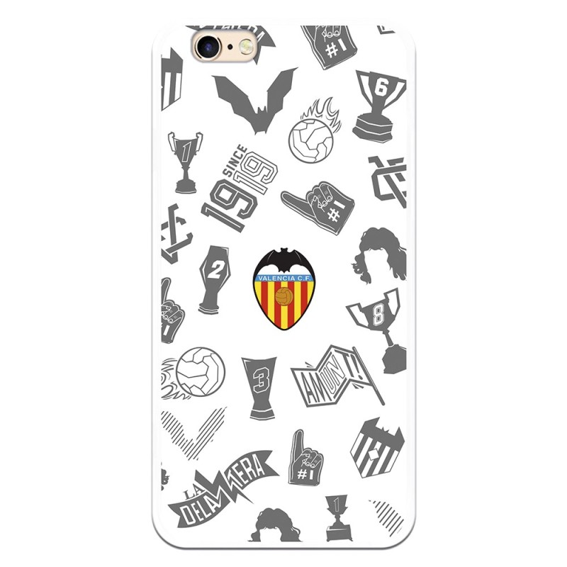 Funda para iPhone 6S Oficial del Valencia CF Stickers Gris Escudo Color - Licencia Oficial del Valencia CF