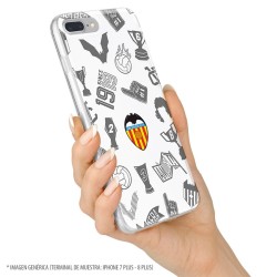 Funda para iPhone 8 Oficial del Valencia CF Stickers Gris Escudo Color - Licencia Oficial del Valencia CF