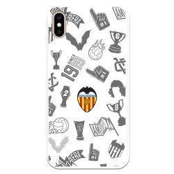 Funda para iPhone XS Max del Valencia Stickers Gris Escudo Color - Licencia Oficial Valencia CF