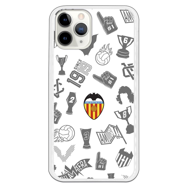 Funda para iPhone 11 Pro del Valencia Stickers Gris Escudo Color - Licencia Oficial Valencia CF